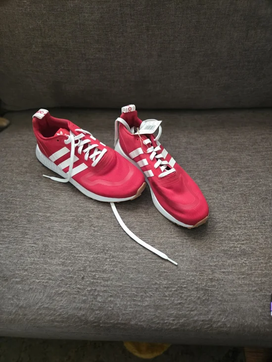 Adidas Red Athletic Sneakers with White Stripes