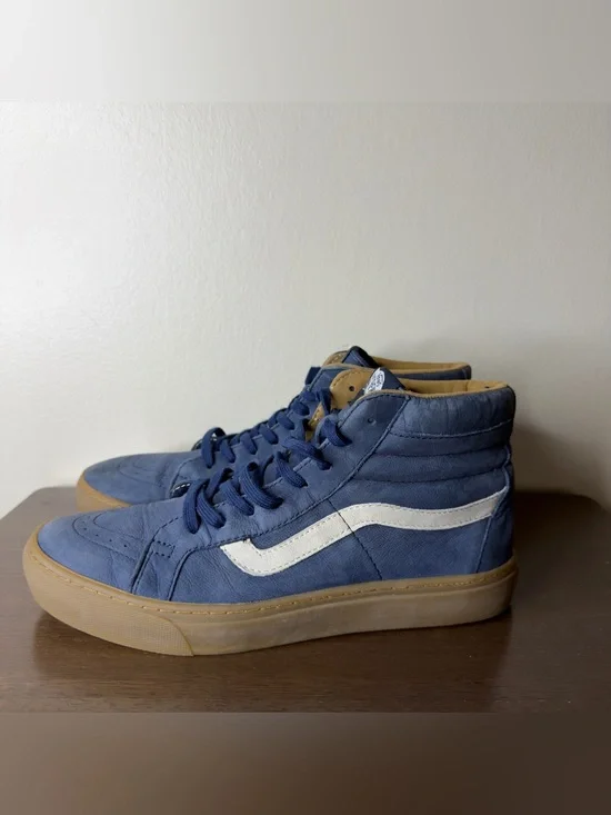Vans Sk8 Hi Blue Suede Sneakers Sz 8.5 Mens