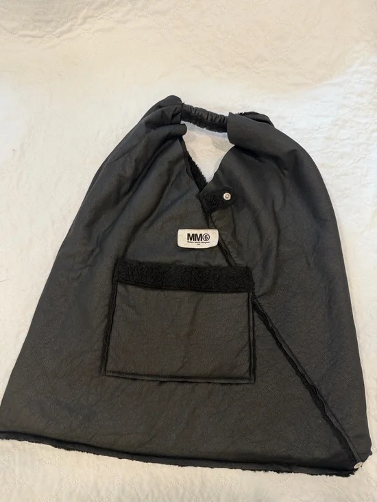 MM6 Maison Margiela Japanese Faux Shearling Tote Bag Black Large Unisex Auth‎