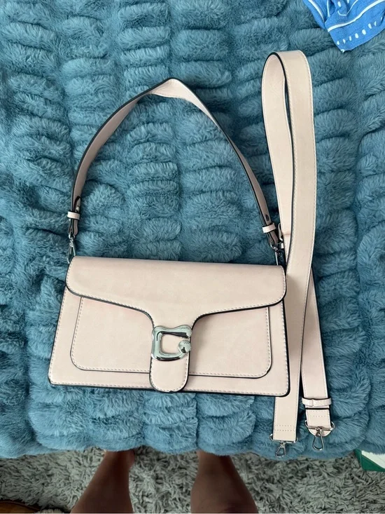 Amazon Blush Cream Shoulder Bag with Silver Hardware