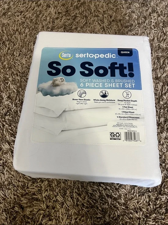 Serta So Soft! White Queen 6-Piece Sheet Set