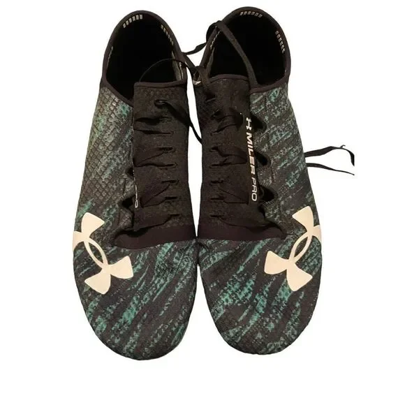 Under Armour Mens Black & Green Speedform Miler Pro Track Spikes Athletic Shoes