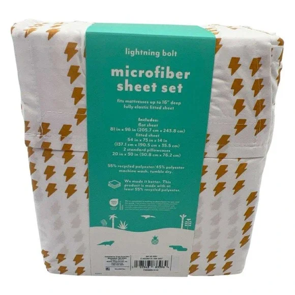 Pillowfort‎ Lightning Bolt Microfiber Sheet Set Full Kids Bedding