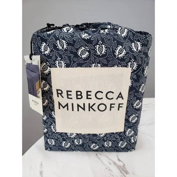 QUEEN REBECCA MINKOFF NAVY BANDANA Sheet Set Cotton Percale navy white western