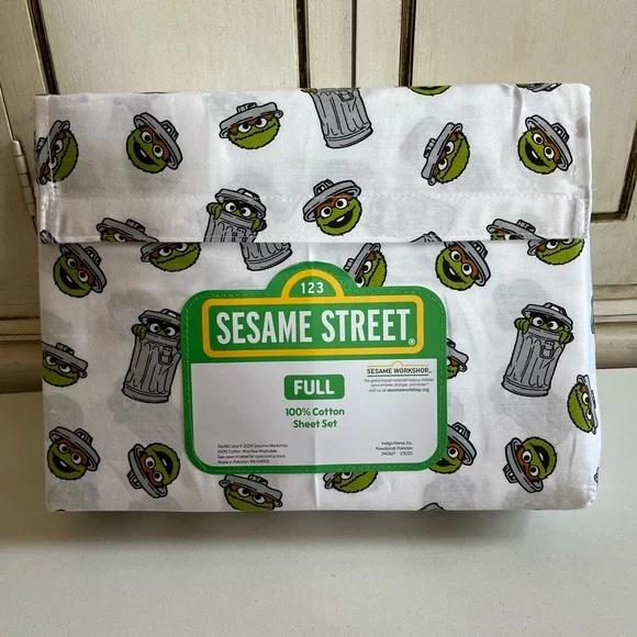 New 100% cotton Sesame Street Oscar the Grouch bedding sheet set cartoon kid’s