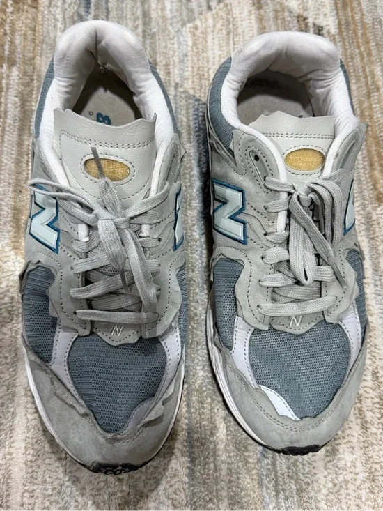 New Balance Grey, White & Blue Accent Running Sneakers