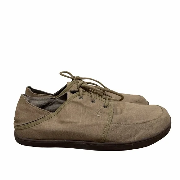 OluKai Mens‎ Nohea Lace Twill Lace Up Sneaker US 13 EU 46 Gray Casual Boat Shoes