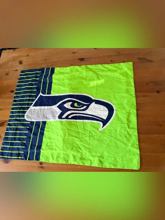 Officially licensed Seattle Seahawks standard pillow sham Green Blue Football