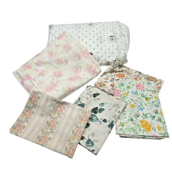 Vintage Morgan Jones Sheet Pillowcases Lot Full Multi Floral Cottagecore Bedding