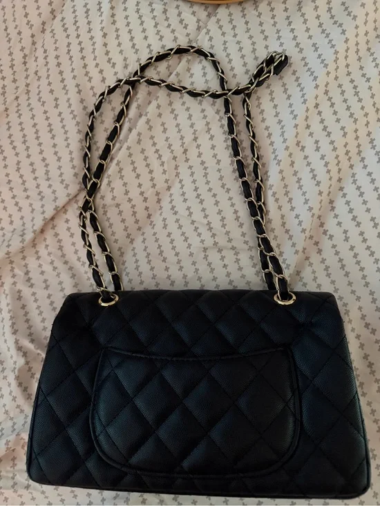 Quilted Black Chain-Handle Shoulder Bag