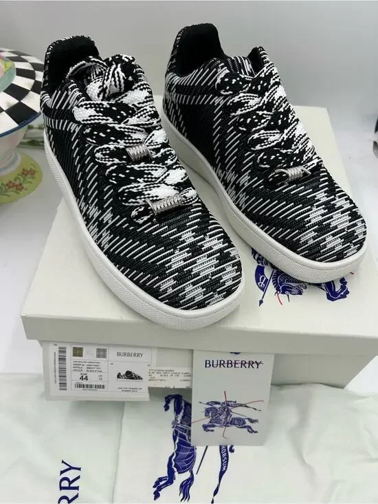 Men's Burberry check knit box low top sneakers size 44 made in Italy