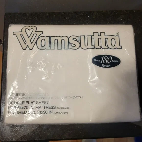 NOS New Sealed Vtg Wamsutta Ultracale Double Flat Sheet White Fortrel for 54x75