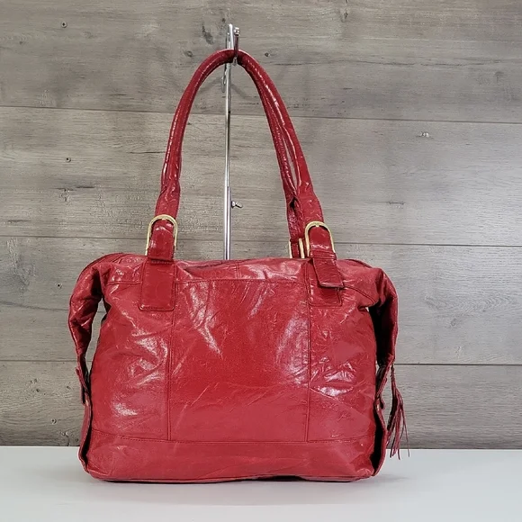 Latico NJ for Anthropologie Red Leather Laptop Tote Bag