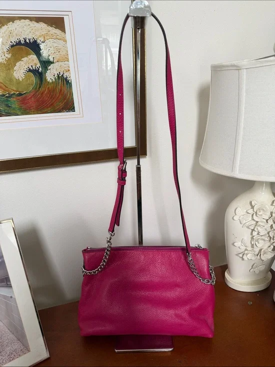 Michael Kors Women’s Pebbled Leather Crossbody Bag - Fuchsia