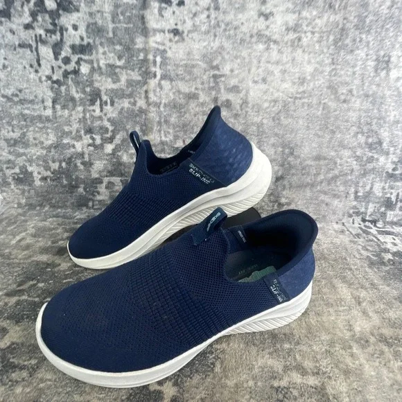 Skechers Mens 10 W Slip Ins Ultra Flex 3.0 Smooth Step Navy Blue Mesh Sneakers