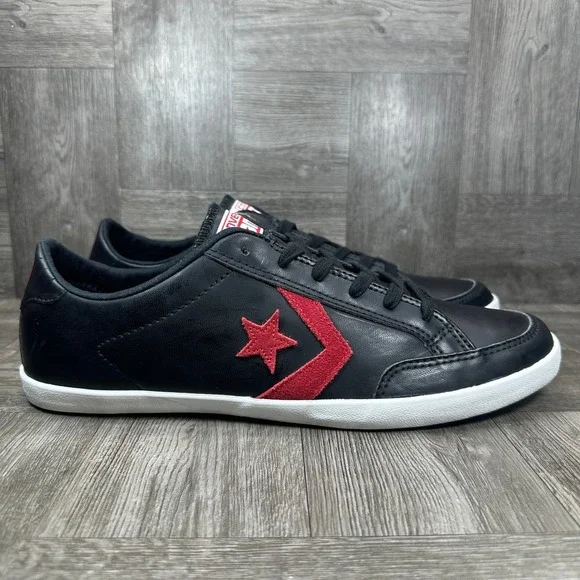 Converse Star Player Mens 11 Black Red Synthetic Leather Low Top Skate NEW