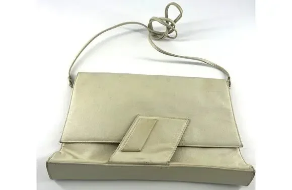 Vintage Y2K Green Mountain Purse Ivory Cream Snap Closure Retro Shoulder Bag 90s