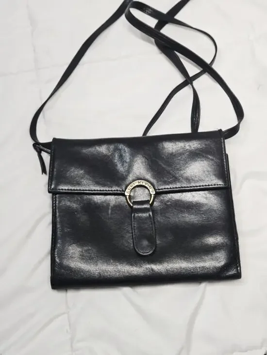 Hobo Vtg Black Genuine Leather Crossbody Anne Klein Boho Inde Retro Grunge 90's