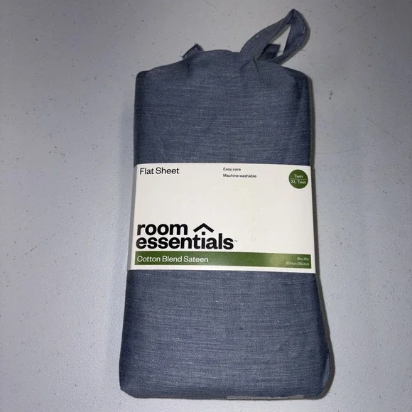Room Essentials Easy Care Cotton Blend Sateen Flat Sheet Twin (XL) NWT
