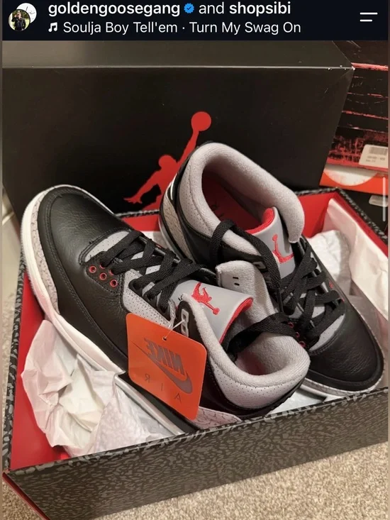 NIB Air Jordan 3 Retro Men's Sneakers - Black/Gray/Red