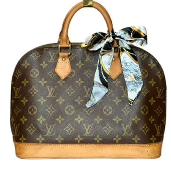 Authenticated Louis Vuitton Alma PM Brown Monogram Canvas Leather Handbag‎ w/COA