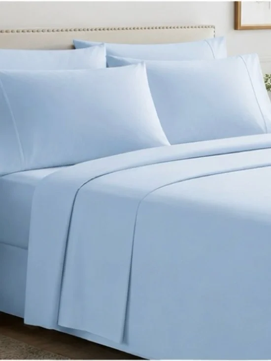 6 pcs king sized Light Blue Sheet Set – Soft Home Bedding