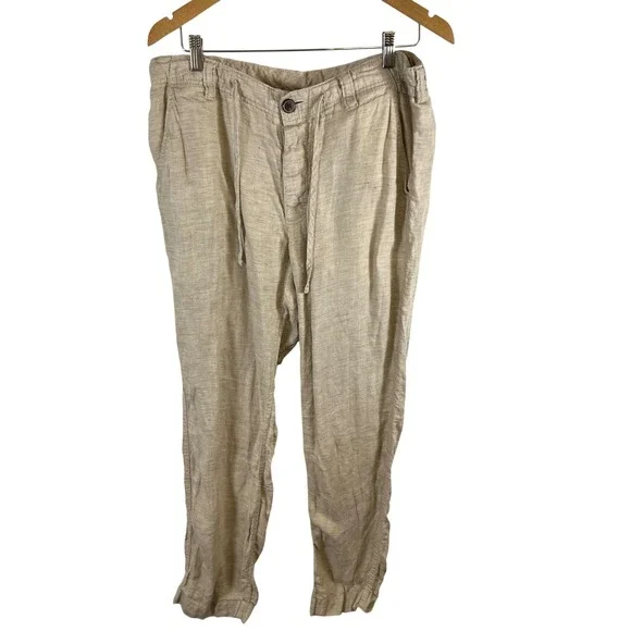 Baird McNutt Linen MURANO Mens‎ 34x32 Casual Drawstring Pants Tan Beige
