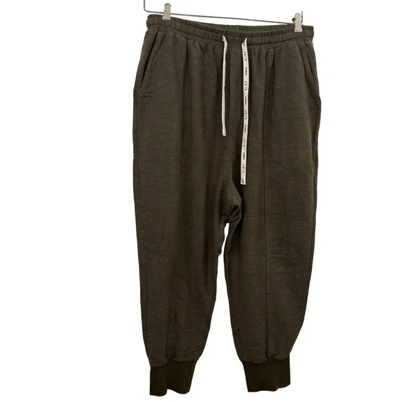 Kidōriman Pants Mens XL Brown Joggers Tapered Elastic Waist Drawstring Textured