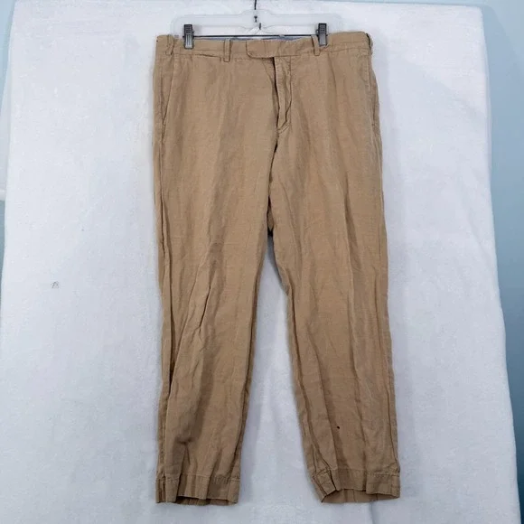 Polo Ralph Lauren Chino Pants Mens 34x30 (34x27) Beige Linen Silk Classic Fit