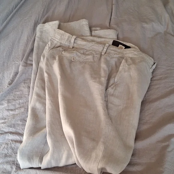 Zegna men's stone color linen pants made in Italy E.U.C