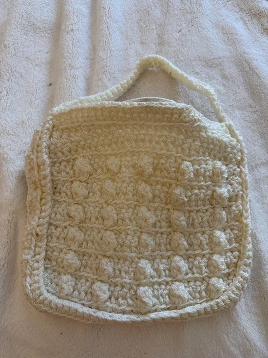Vintage Cream Crochet Tote Bag