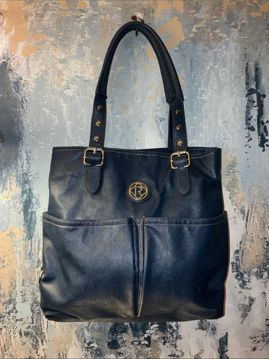 GUC ! Genuine Relic Blue  Leather Tote Bag with Front Pockets