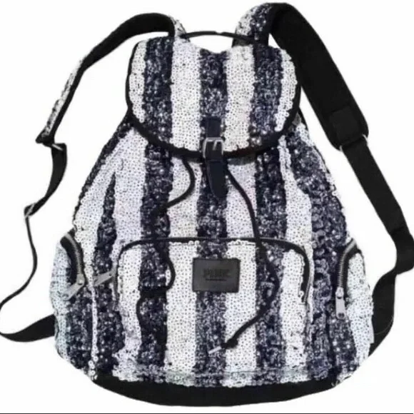 PINK Victoria’s Secret Black & White Sequin Backpack