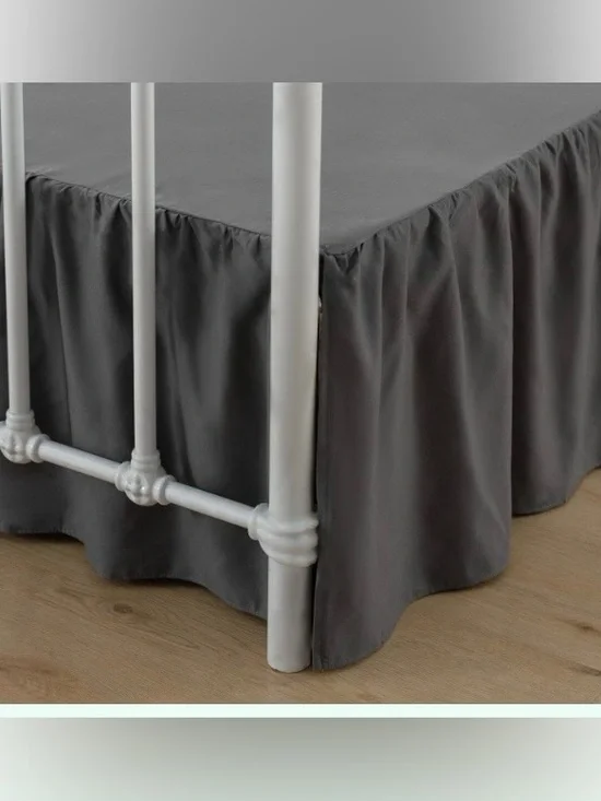 KING Split Corner Bed Skirt Dust Ruffle 18” Drip 100% Microfiber - DARK GRAY