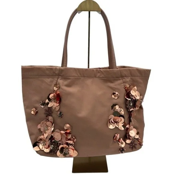 NWT Tory Burch Flower Cluster Tote Women's Blush Nylon Sequin Floral 41139707