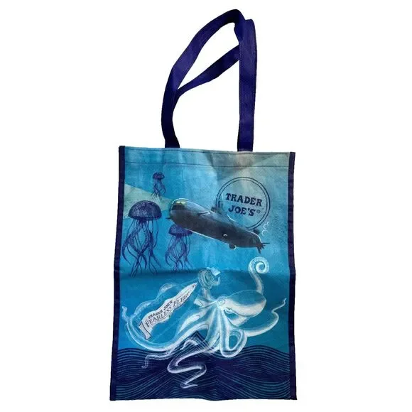 TRADER JOE'S ECO Reusable Shopping Grocery Bag - OCEAN/MARINE LIFE Themed