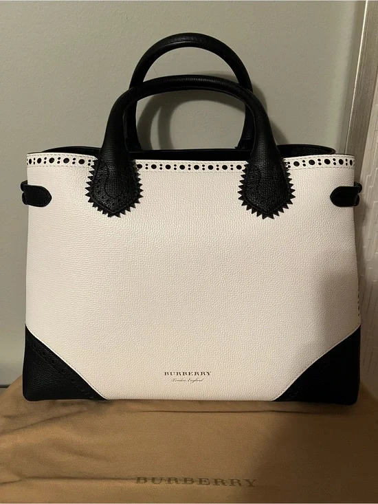 Burberry Black & White Leather Tote