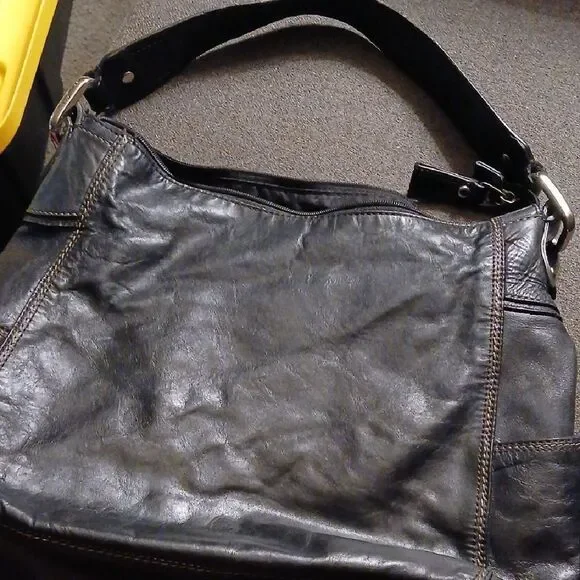 Fossil Black Leather Large Tote Style Bag / Purse