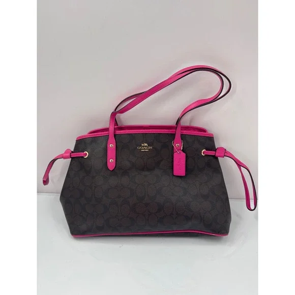 Coach Ava Carryall Tote Signature Canvas Brown Pink F23335 Handbag
