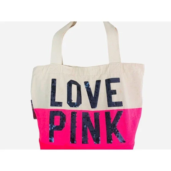 Victoria's Secret Pink/Ivory Travel Weekender Sequined 