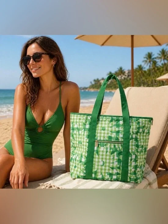 NWT Kate Spade ♠️ Green Gingham cooler tote bag