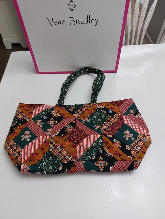 Vera Bradley Anthropologie Hathaway Tote Lattice Patchwork Mistletoe NWT