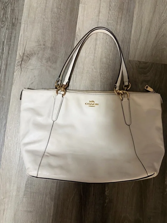 Coach Cream Leather Tote with Gold Hardware