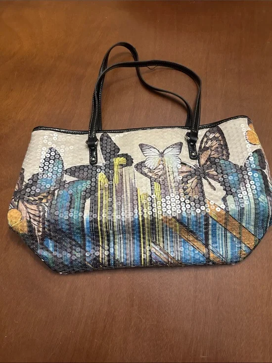Nine West Butterfly Sequin Tote Bag Purse