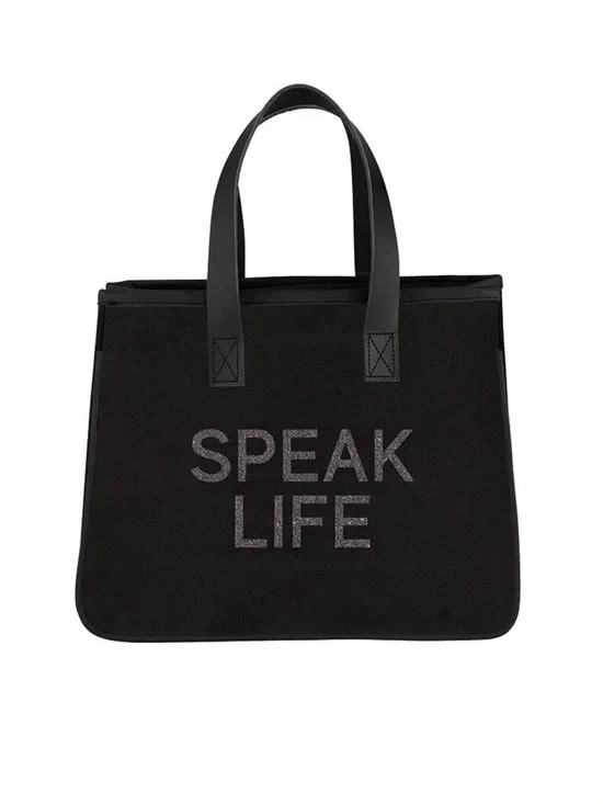 Elegant Black Canvas and Leather Mini Handbag with 