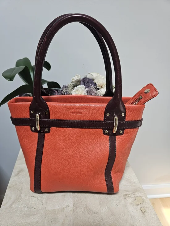kate spade Coral and Brown Leather Tote