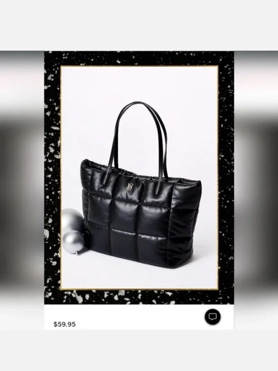 Victoria's secret quilted tote shoulder travel Black bag