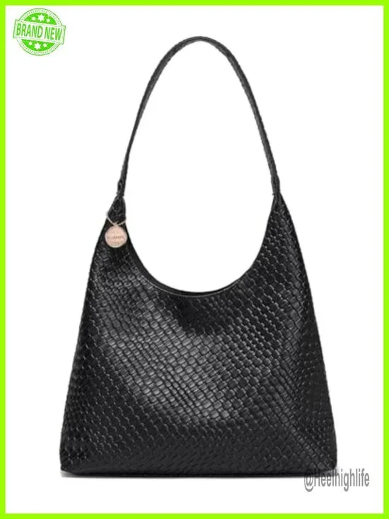 Vegan Woven Tote Bag with Zipper Large Slouchy Hobo Shoulder Bag