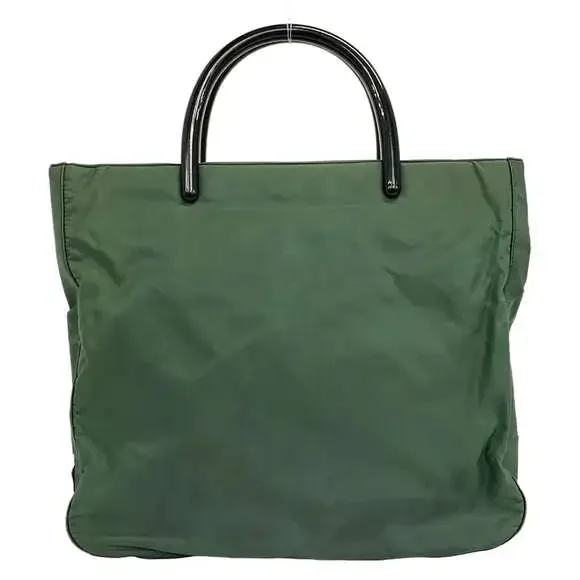 Prada Tote Bag B8367 Green Black Nylon Plastic