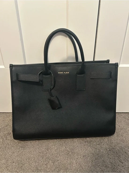 Anne Klein Black Structured Tote with Top Handles